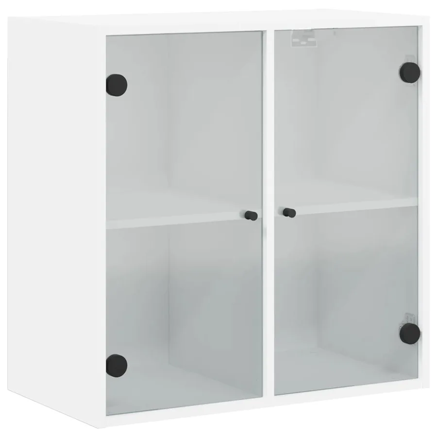 Armoire murale avec portes en verre blanc 68x37x68,5 cm - 2