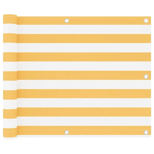 Écran de balcon Blanc et jaune 75x400 cm Tissu Oxford