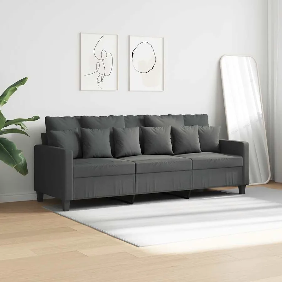 Canapé à 3 places Gris foncé 180 cm Tissu - 3