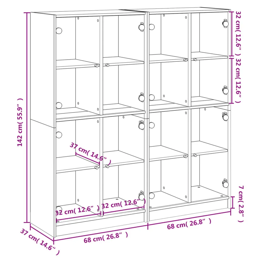 Bibliothèque avec portes blanc 136x37x142 cm bois d'ingénierie - 12