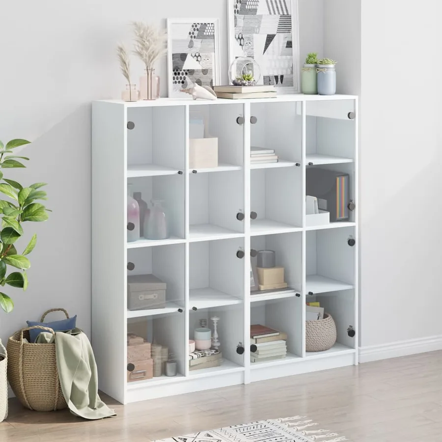 Bibliothèque avec portes blanc 136x37x142 cm bois d'ingénierie - 3