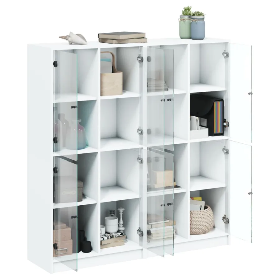 Bibliothèque avec portes blanc 136x37x142 cm bois d'ingénierie - 4