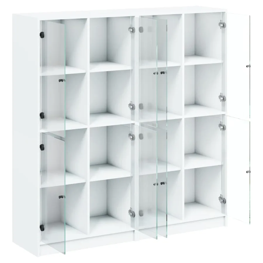 Bibliothèque avec portes blanc 136x37x142 cm bois d'ingénierie - 6