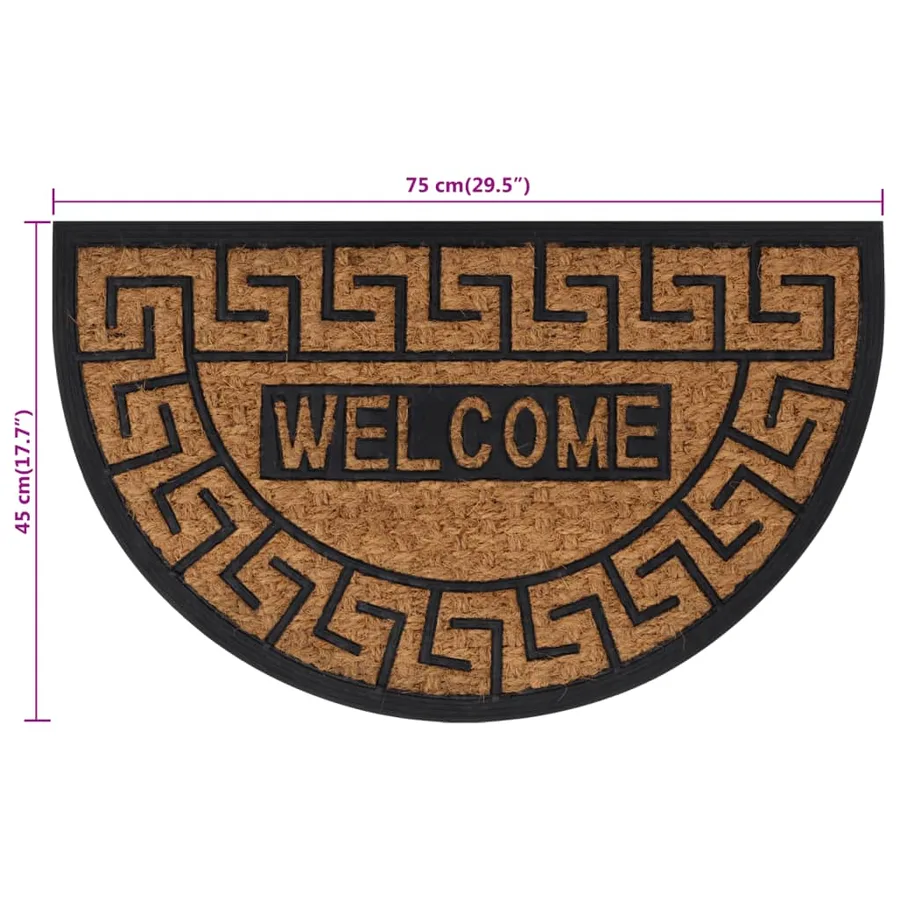 Tapis de porte demi-rond 45x75 cm caoutchouc et fibre de coco - 7