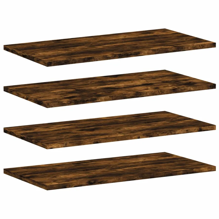 Étagères murales 4 pcs chêne fumé 60x30x1,5cm bois d'ingénierie - 2