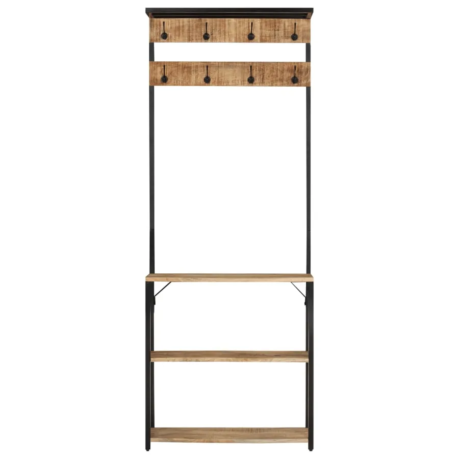 Porte-manteau et rangement des chaussures bois de manguier fer - 2