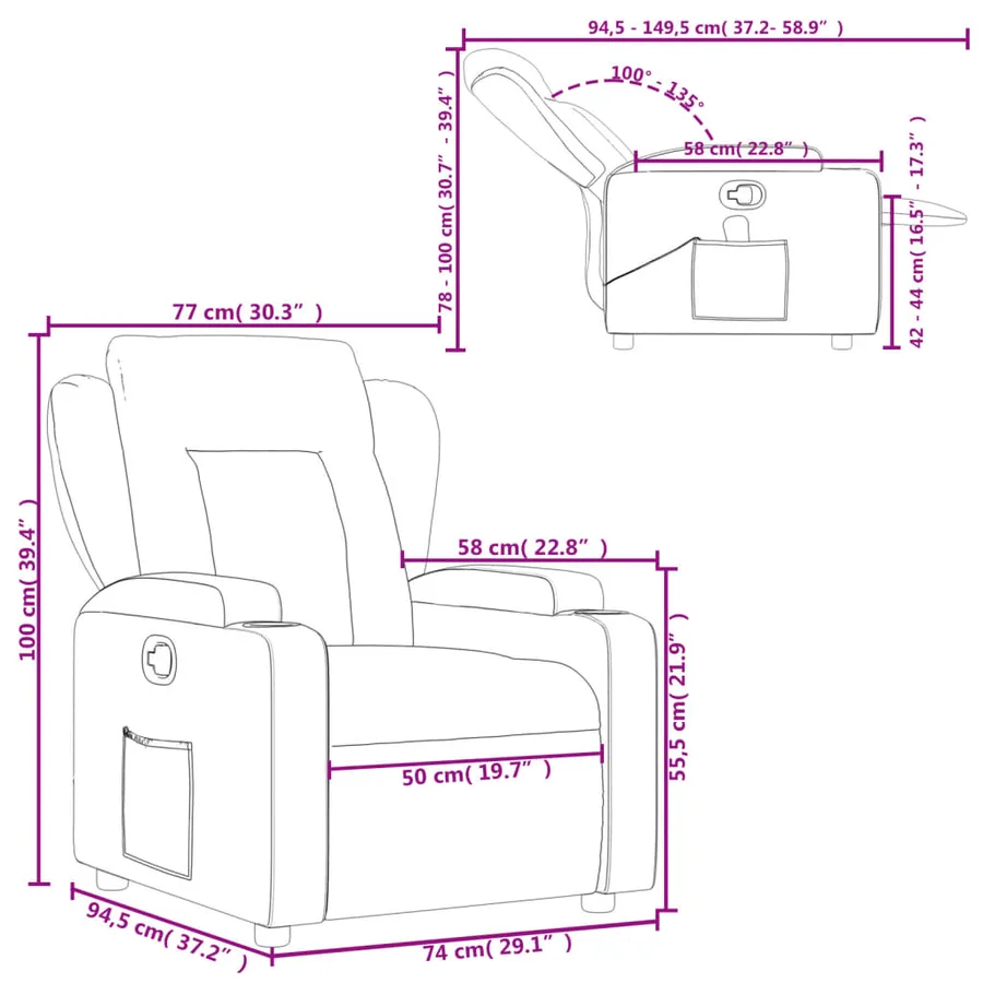 Fauteuil inclinable Cappuccino Similicuir - 11