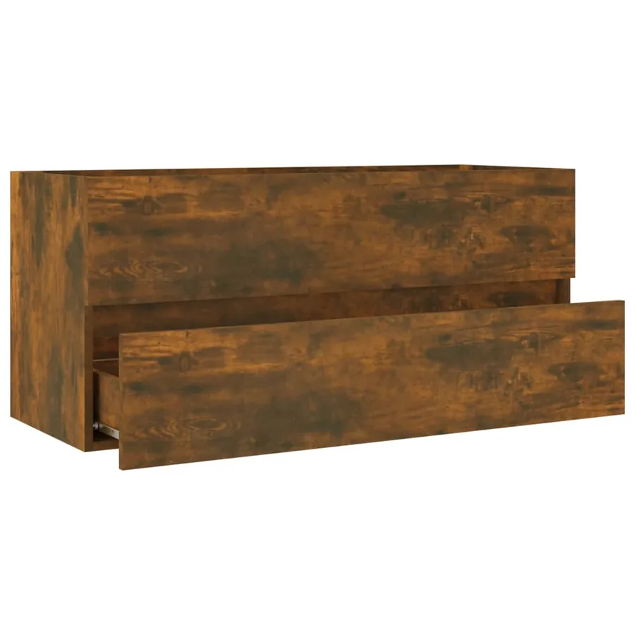 Armoire de lavabo Chêne fumé 100x38,5x45 cm Bois d'ingénierie - 4