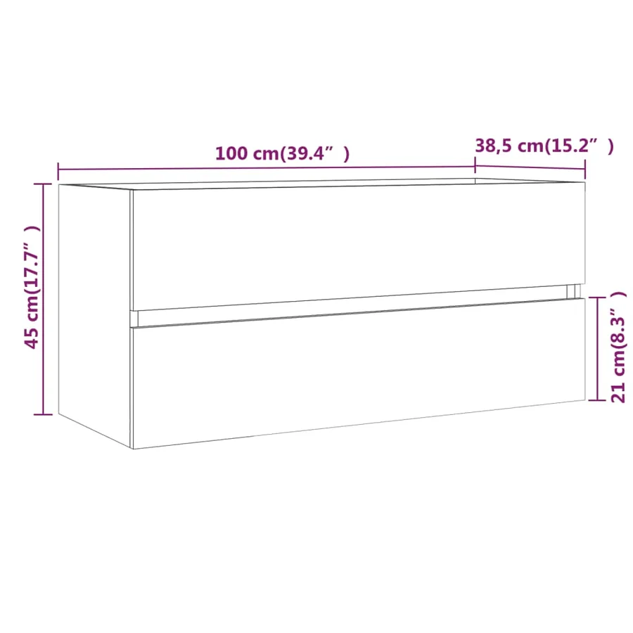 Armoire de lavabo Chêne fumé 100x38,5x45 cm Bois d'ingénierie - 8