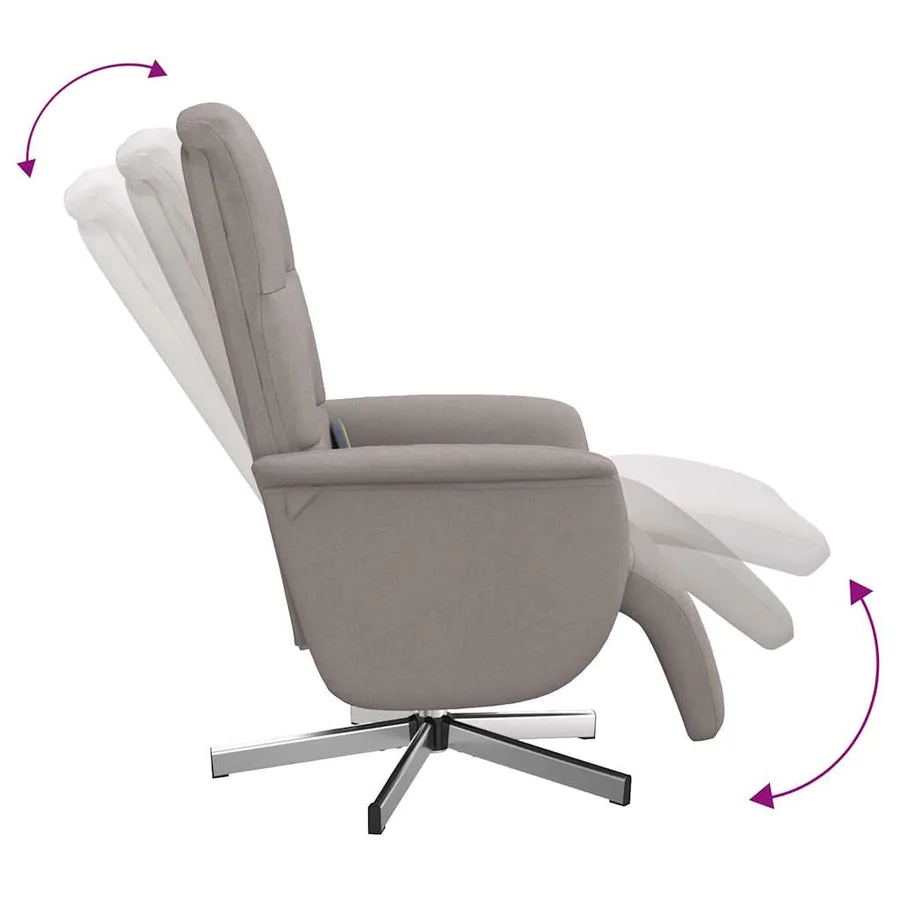 Fauteuil inclinable de massage avec repose-pieds taupe tissu - 7
