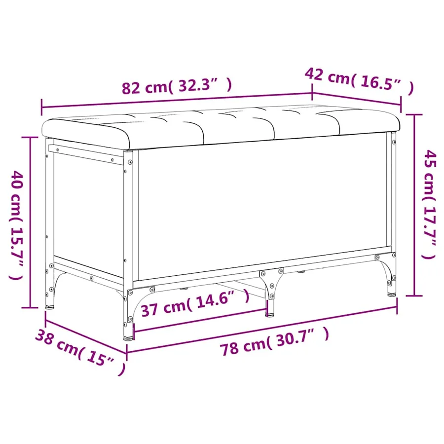 Banc de rangement noir 82x42x45 cm bois d'ingénierie - 10