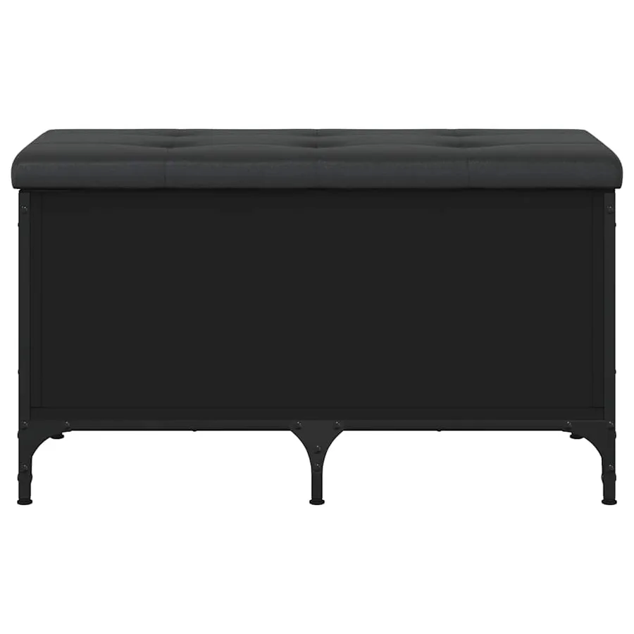 Banc de rangement noir 82x42x45 cm bois d'ingénierie - 4