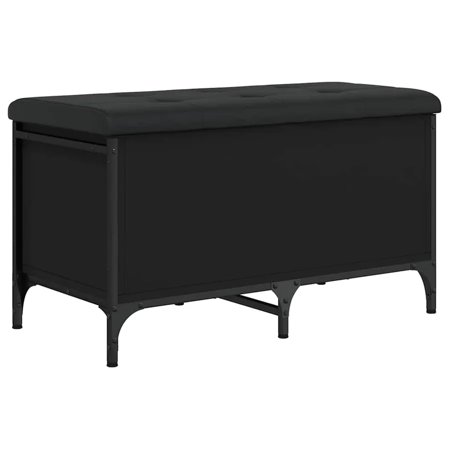 Banc de rangement noir 82x42x45 cm bois d'ingénierie - 7