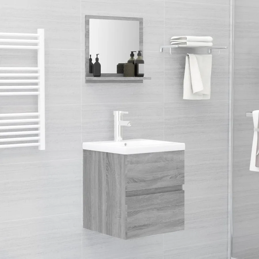 Miroir de bain Sonoma gris 40x10,5x37 cm Bois d'ingénierie - 5