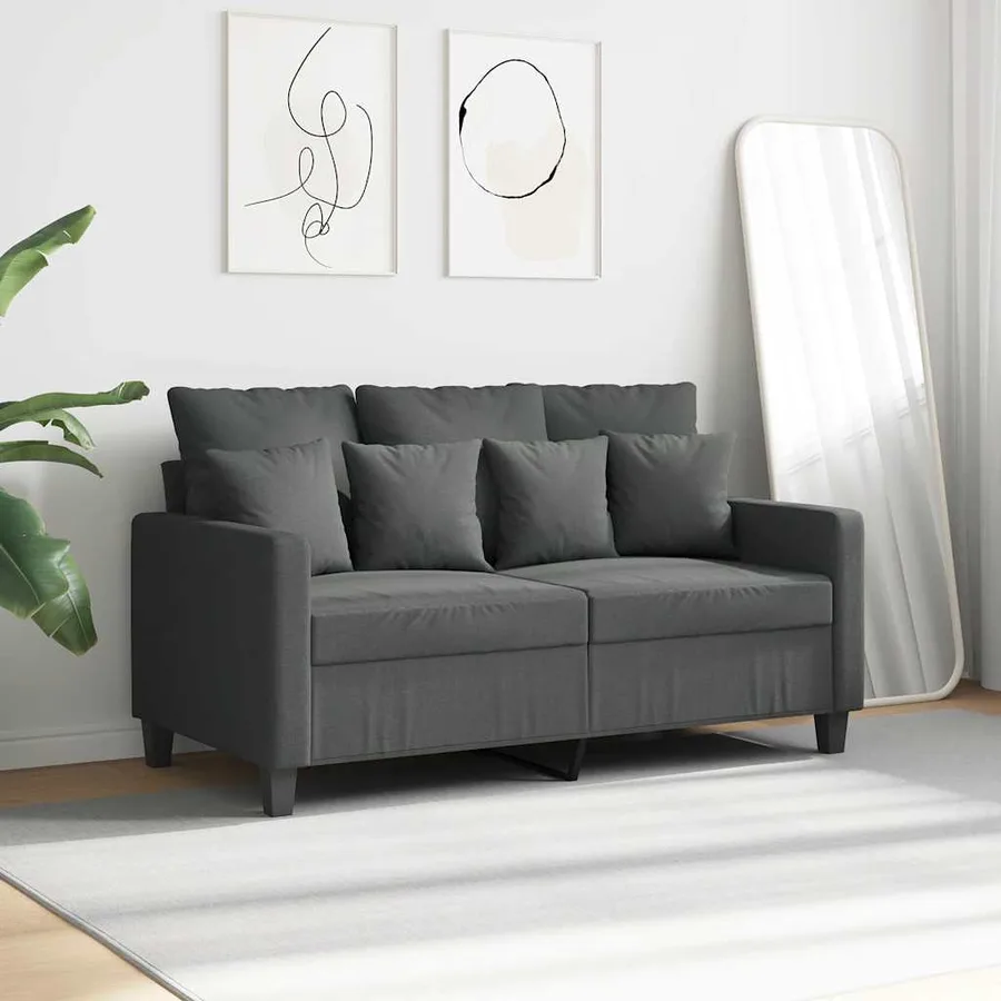 Canapé à 2 places Gris foncé 120 cm Tissu - 3