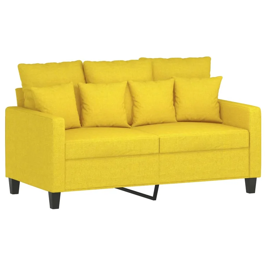 Ensemble de canapés 2 pcs avec coussins Jaune clair Tissu - 3