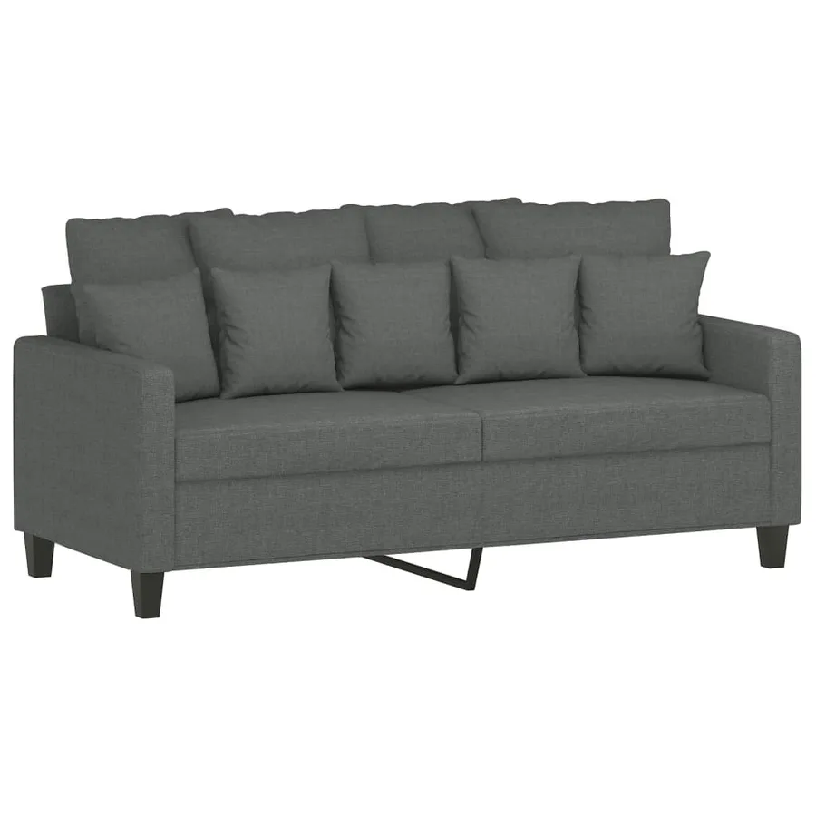 Ensemble de canapés 3 pcs avec coussins Gris foncé Tissu - 4