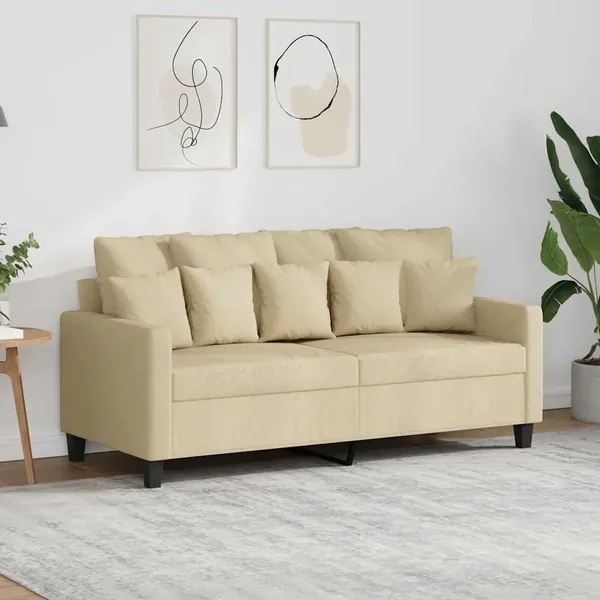 Canapé à 2 places Crème 140 cm Tissu