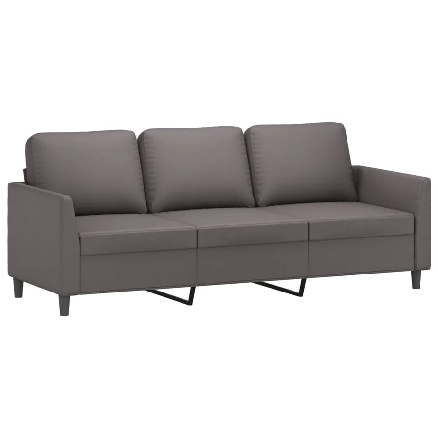 Canapé à 3 places avec repose-pieds Gris 180 cm Similicuir - 4
