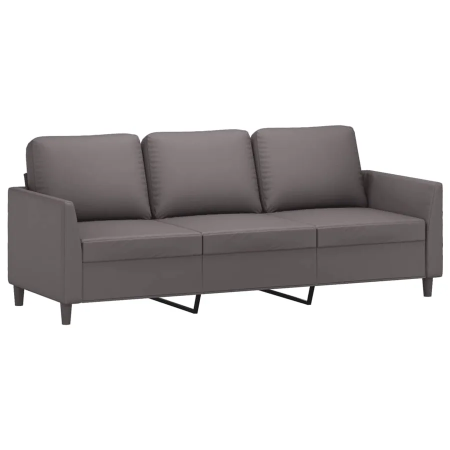 Ensemble de canapés 3 pcs avec coussins Gris Similicuir - 4