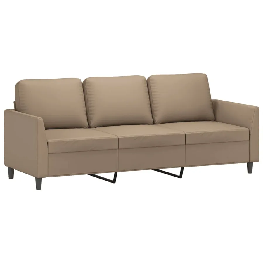 Canapé à 3 places avec repose-pieds Cappuccino 180cm Similicuir - 4