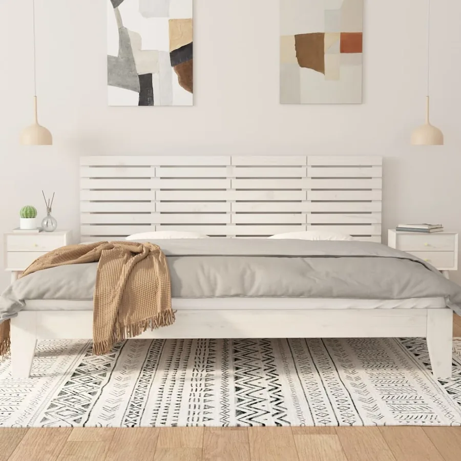 Tête de lit murale Blanc 166x3x63 cm Bois massif de pin - 3