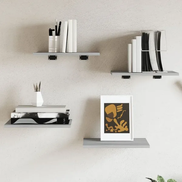 Étagères murales 4 pcs sonoma gris 40x30x1,5 cm bois ingénierie