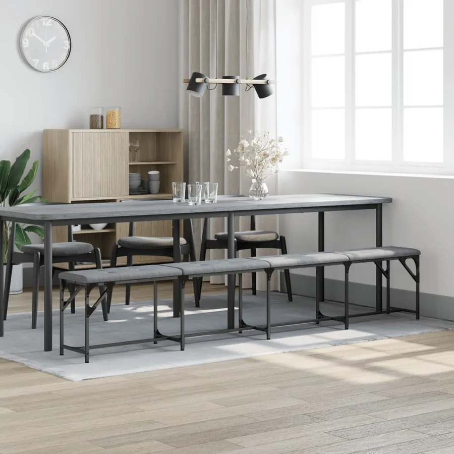 Banc à manger gris clair 248x32x45 cm acier et tissu - 3