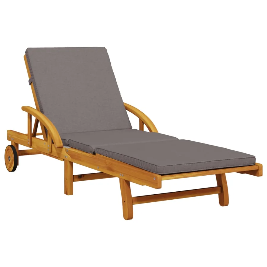 Chaise longue avec coussin et table bois d'acacia massif - 4