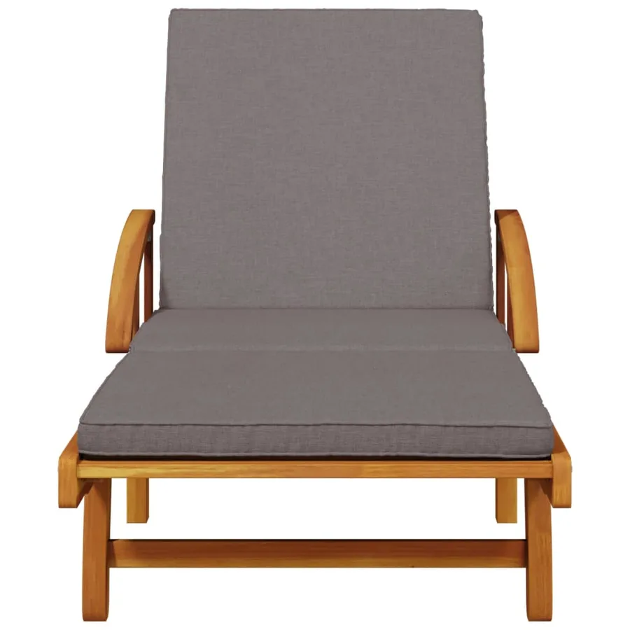 Chaise longue avec coussin et table bois d'acacia massif - 5