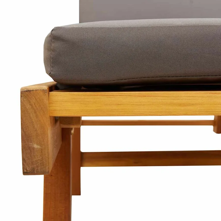 Chaise longue avec coussin et table bois d'acacia massif - 9