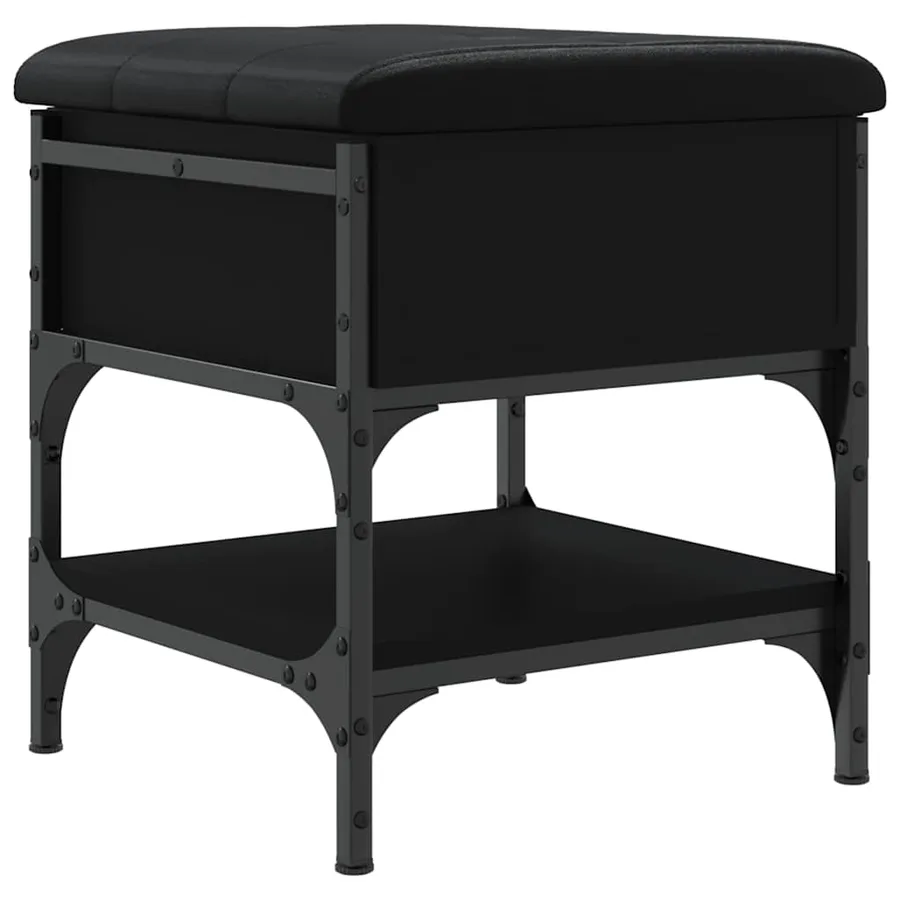 Banc à chaussures noir 42x42x45 cm bois d'ingénierie - 2