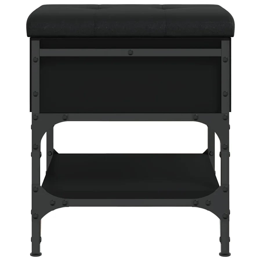 Banc à chaussures noir 42x42x45 cm bois d'ingénierie - 7