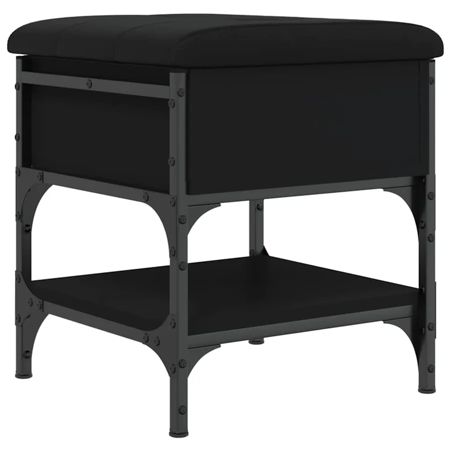 Banc à chaussures noir 42x42x45 cm bois d'ingénierie - 8