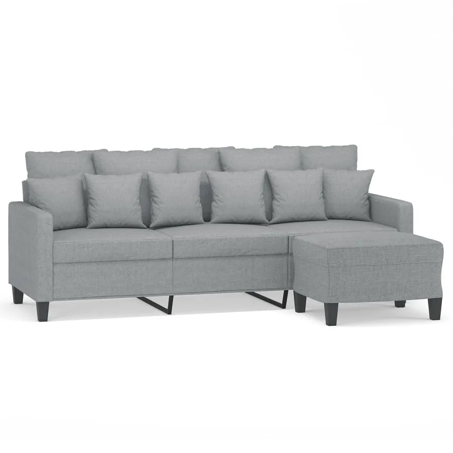 Canapé à 3 places avec repose-pieds Gris clair 180 cm Tissu - 2