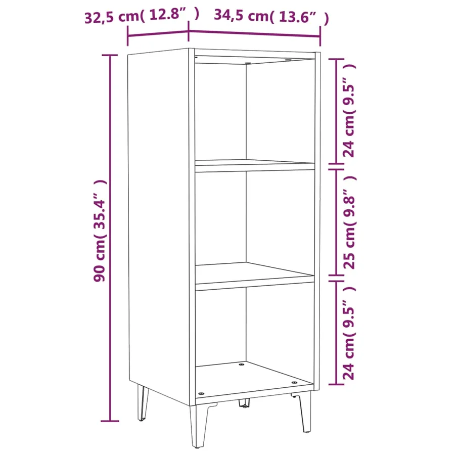 Buffet sonoma gris 34,5x32,5x90 cm bois d'ingénierie - 7