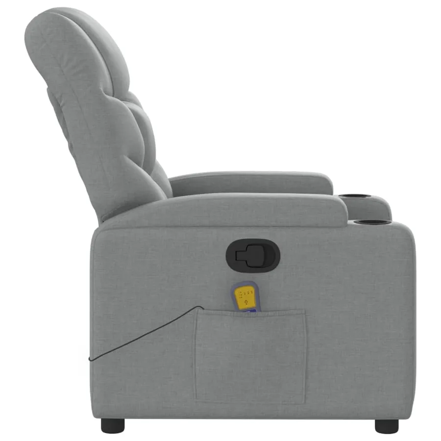 Fauteuil de massage inclinable gris clair tissu - 8
