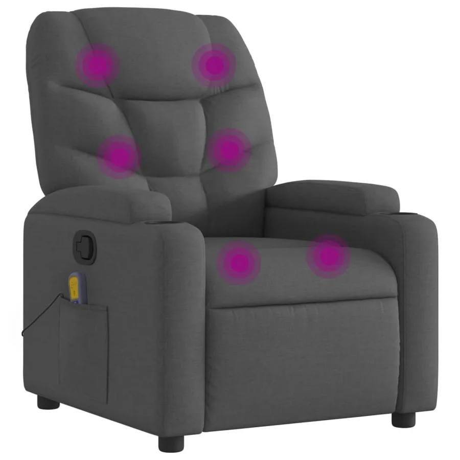Fauteuil inclinable de massage gris foncé tissu - 2