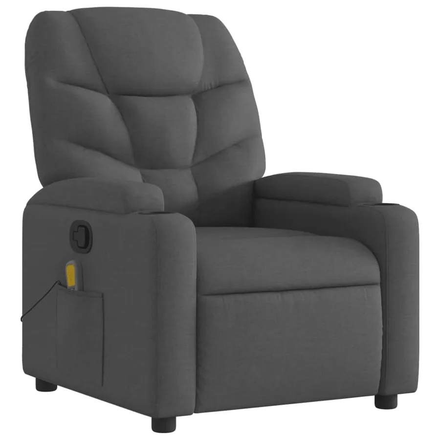 Fauteuil inclinable de massage gris foncé tissu - 3