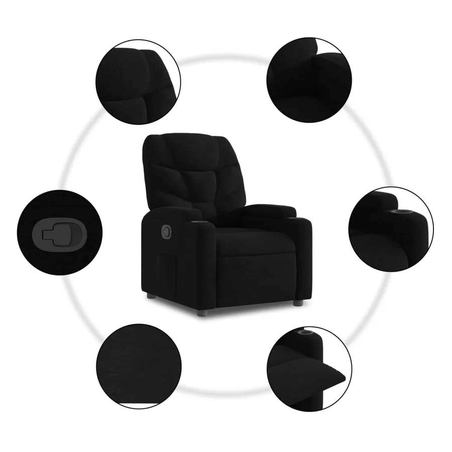Fauteuil inclinable en tissu noir - 5