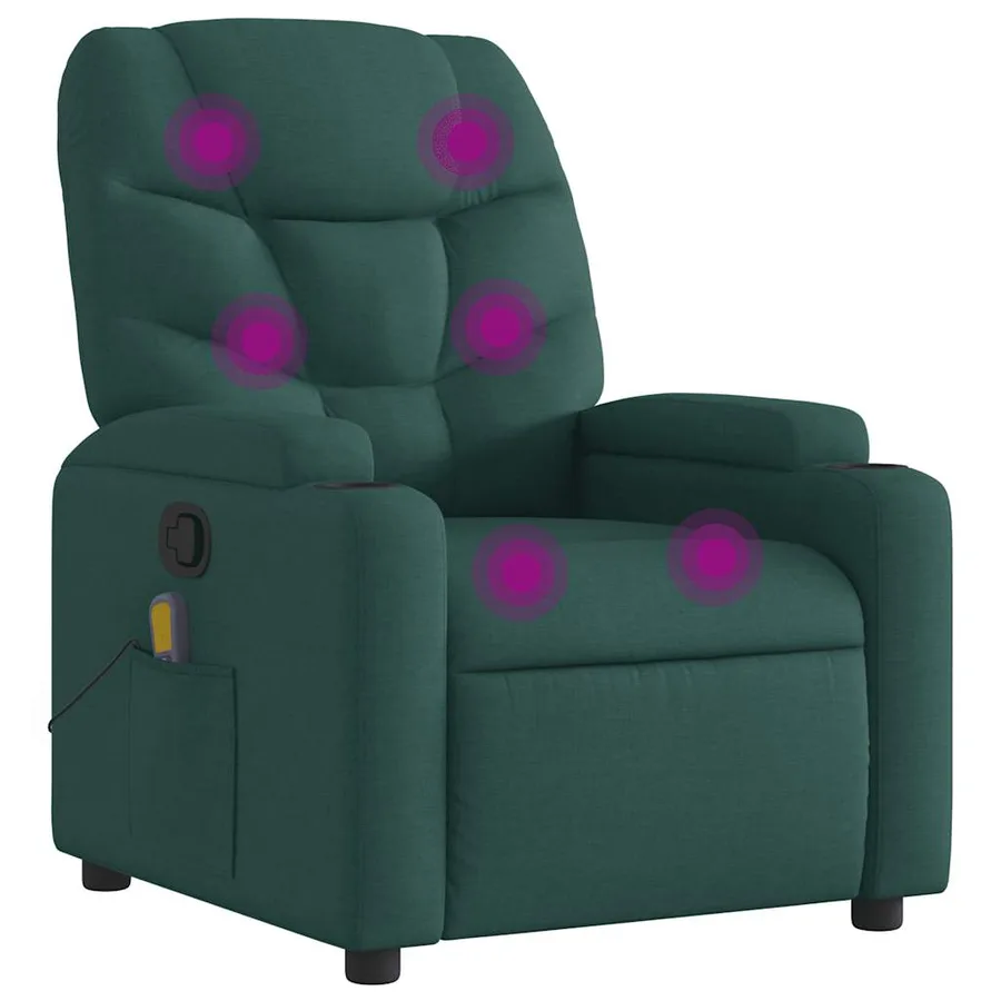 Fauteuil de massage inclinable Vert foncé Tissu - 2