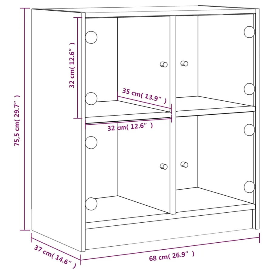 Armoire latérale avec portes en verre chêne fumé 68x37x75,5 cm - 11