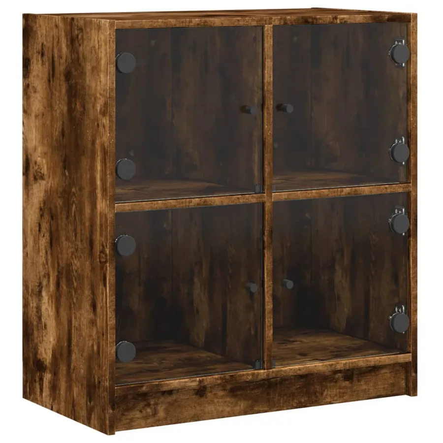 Armoire latérale avec portes en verre chêne fumé 68x37x75,5 cm - 2