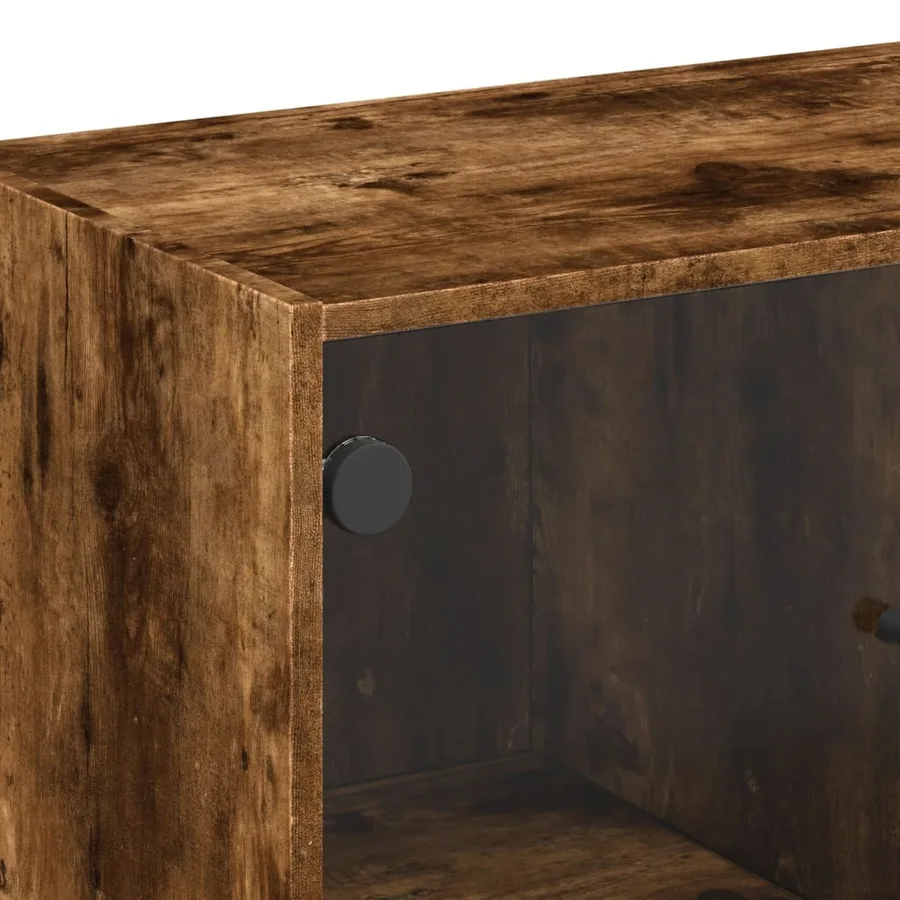 Armoire latérale avec portes en verre chêne fumé 68x37x75,5 cm - 9