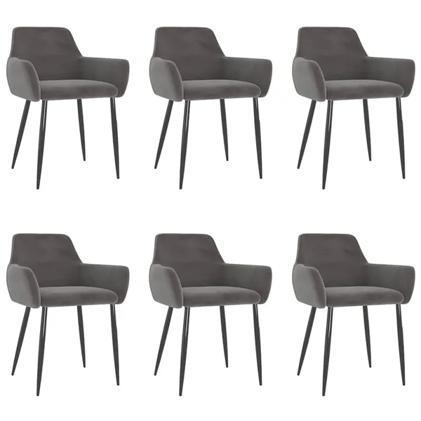 Chaises à manger lot de 6 gris foncé velours