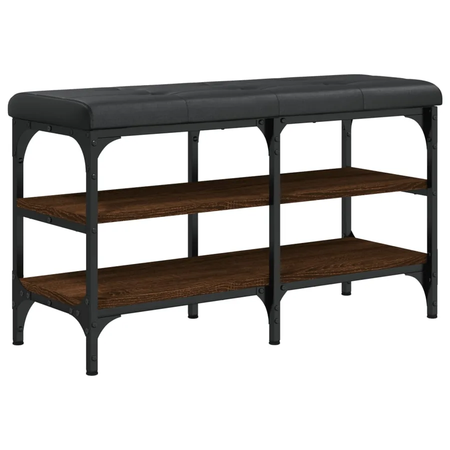 Banc à chaussures chêne marron 82x32x47 cm Bois d'ingénierie - 2