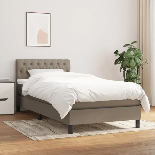 Sommier à lattes de lit avec matelas Taupe 90x200 cm Tissu