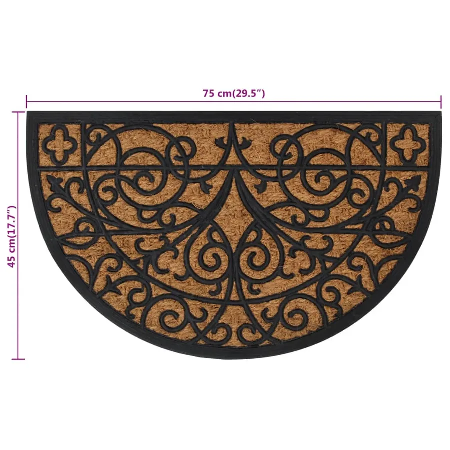 Tapis de porte demi-rond 45x75 cm caoutchouc et fibre de coco - 7