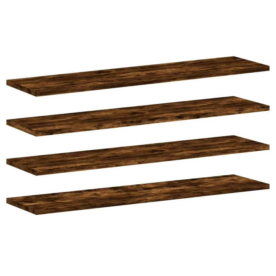 Étagères murales 4 pcs chêne fumé 80x20x1,5cm bois d'ingénierie - 3