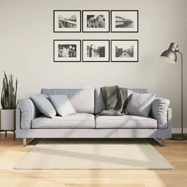 Tapis HUARTE à poils courts doux et lavable crème 120x120 cm